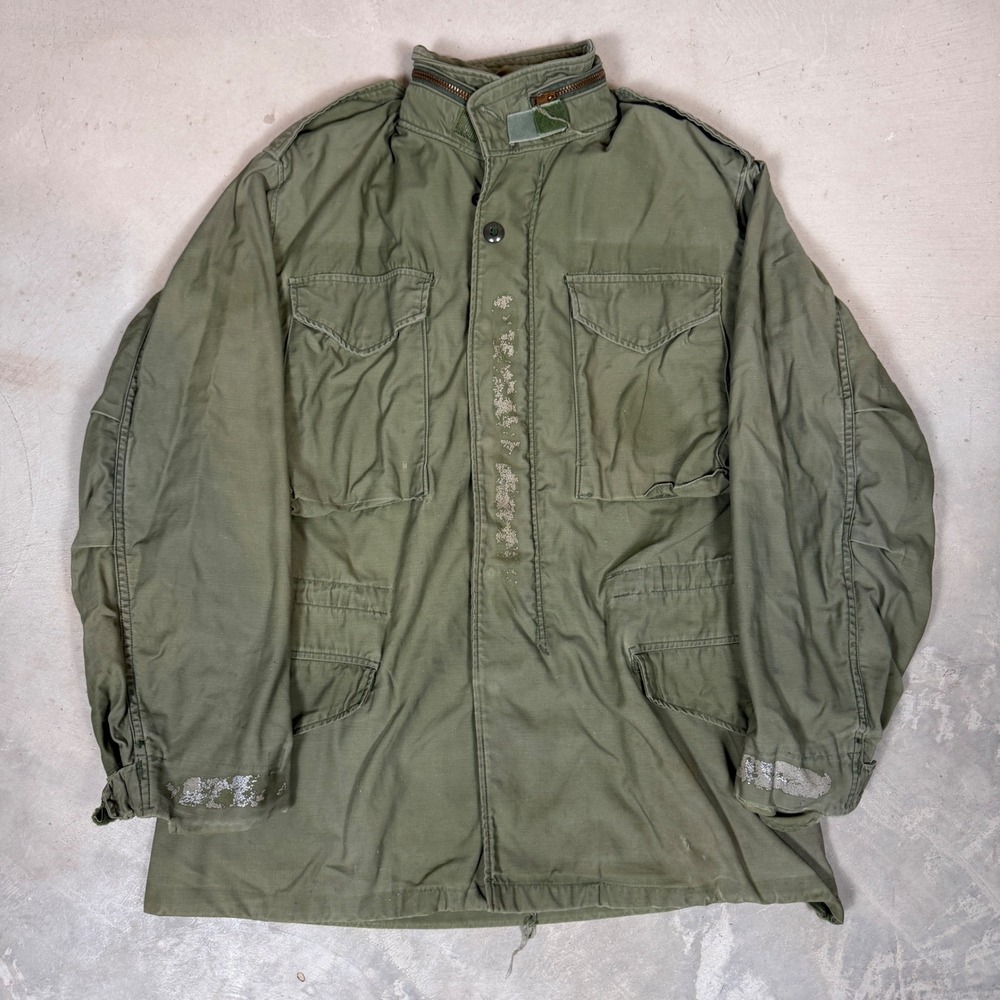 Vintage 70s US Military M-65 Field Jacket OG-107 Cold Weather Coat Olive Green S